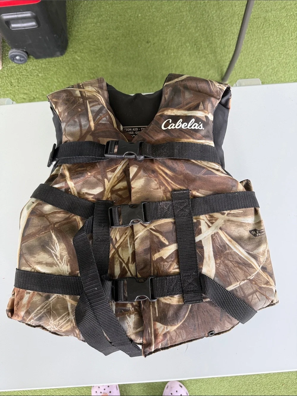 Cabela's Brown Camo Kids Life Jacket with Black Straps
